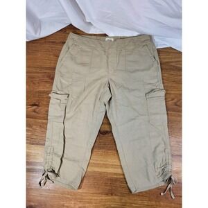 Per Se Beige Size 1X Linen Blend Cropped Cargo Pants‎